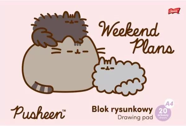 Blok rysunkowy biały. A4/20 kartek. 1 sztuka. Pusheen - tantis.pl
