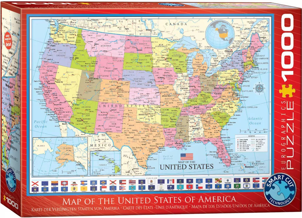 Puzzle 1000. Mapa Stanów Zjednoczonych 6000-0788 - tantis.pl