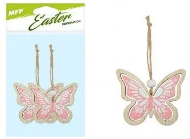 Motyle zawieszka drewniana różowa 2szt 7cm - tantis.pl