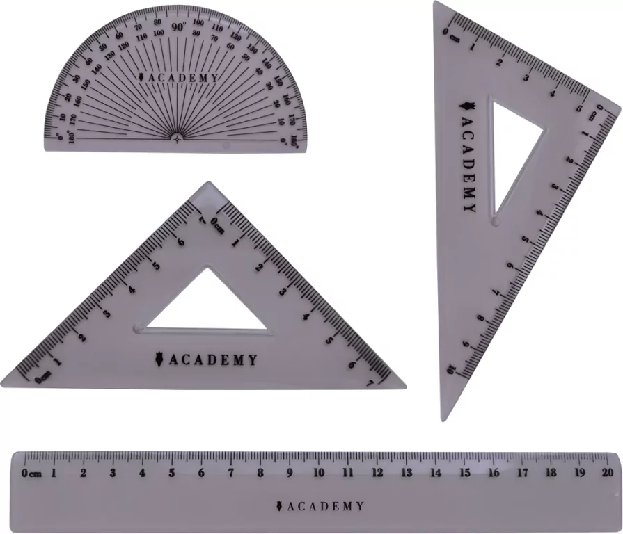 Zestaw geometryczny Academy z linijką 20cm mix - tantis.pl