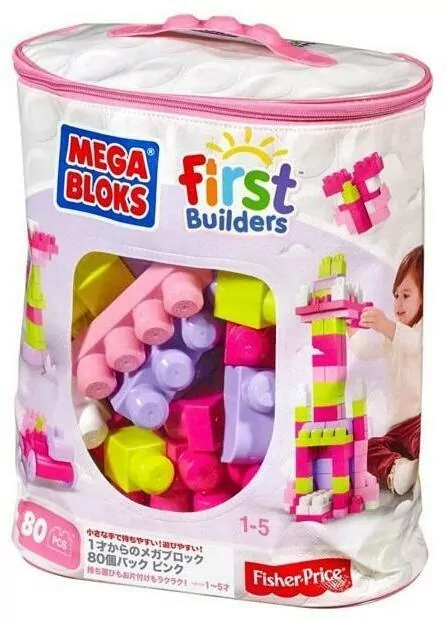 Mega Bloks. Klocki w torbie 80 el. Różowe - tantis.pl