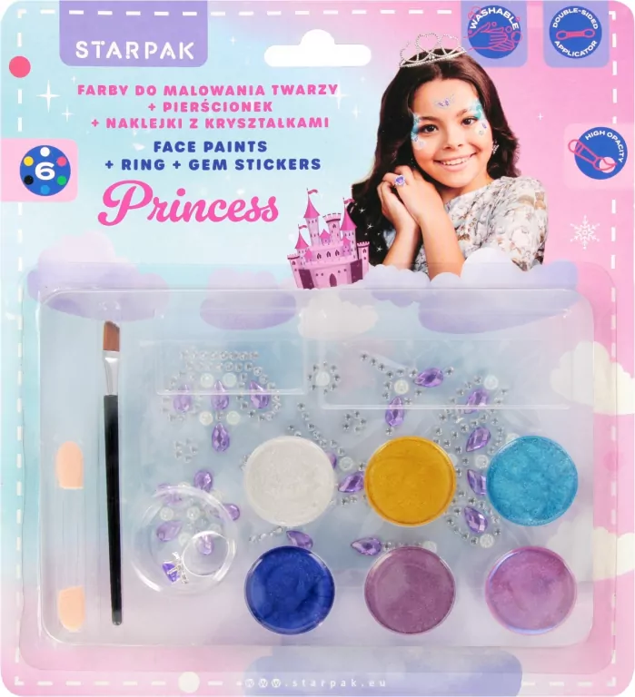 Farby do malowania twarzy Princess 6 kolorów - tantis.pl