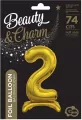 Balon foliowy B&C Cyfra stojąca 2 złota 74cm - tantis.pl