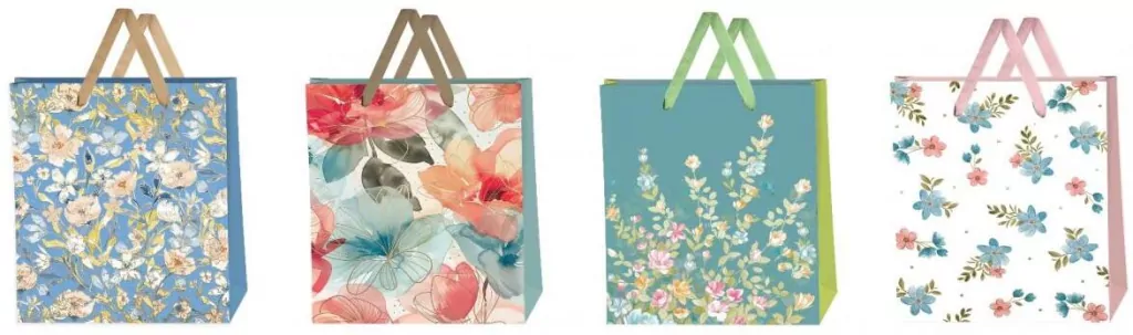 Torebka ozdobna duża 30x42x12cm Kwiaty mix - tantis.pl