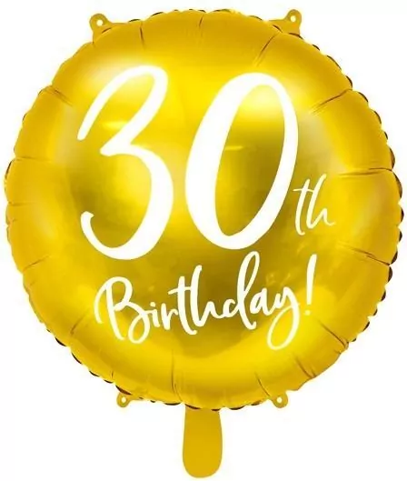 Balon foliowy 30th Birthday 45cm, złoty - tantis.pl