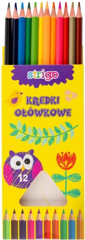 Kredki trójkątne ołówkowe 12 kolorów STRIGO - tantis.pl
