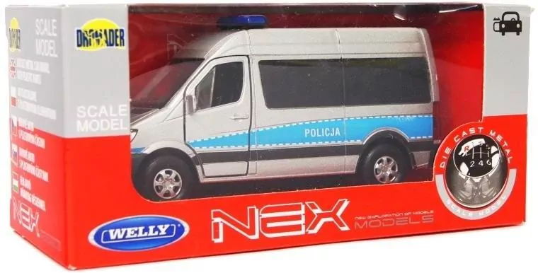 WELLY. Mercedes Sprinter 1:34. Policja srebrny - tantis.pl