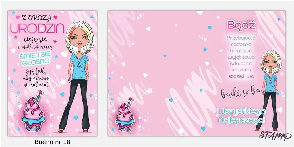 Karnet Bueno B6 + koperta wzór nr 18 Urodziny - tantis.pl