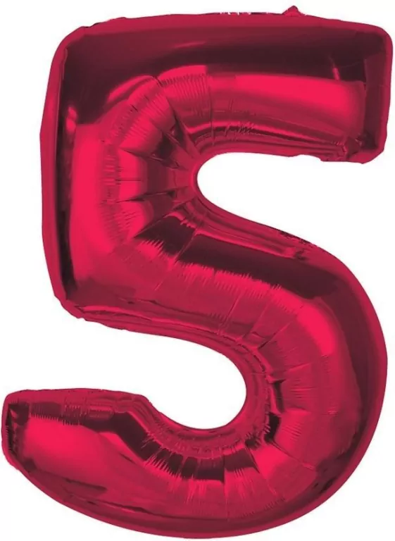 Balon foliowy cyfra 5 czerwona Smart 92cm - tantis.pl