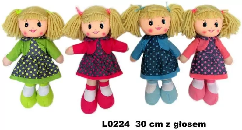 Lalka szmacianka 30cm z głosem 4 wzory 146809 mix cena za 1 szt - tantis.pl