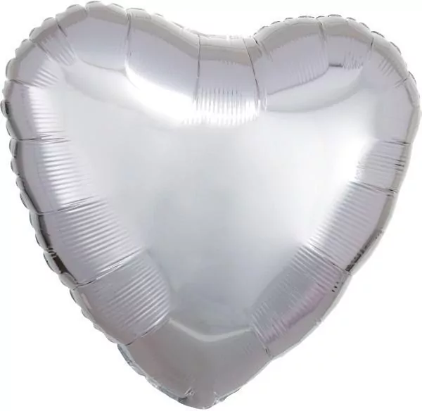 Balon foliowy metalik srebrny serce 43cm - tantis.pl