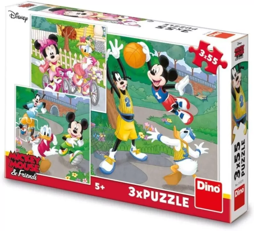 Puzzle 3x55 Myszka Miki Sportowcy - tantis.pl
