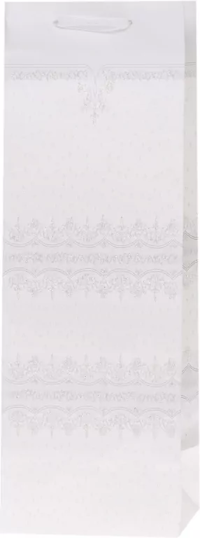 Torebka Lux 12x36x10cm brokat biała ROZETTE - tantis.pl