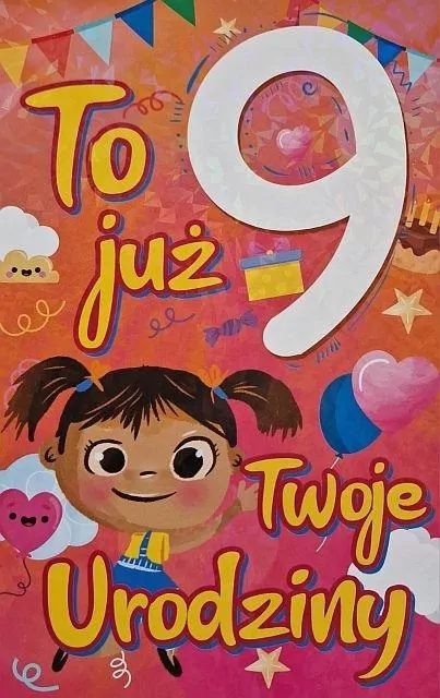 Karnet. Urodziny 9 dziewczynka - tantis.pl