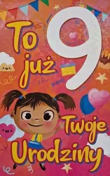 Karnet. Urodziny 9 dziewczynka
