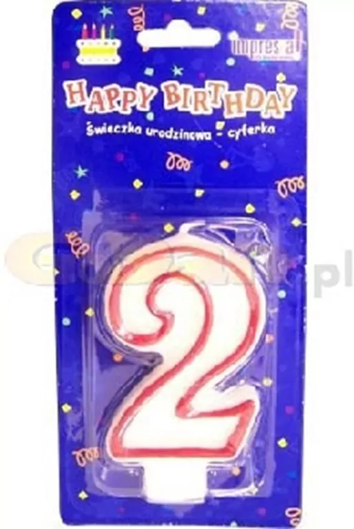 Świeczka. Cyfra 2. Czerwony kontur 7 cm - tantis.pl