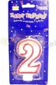 Świeczka. Cyfra 2. Czerwony kontur 7 cm - tantis.pl