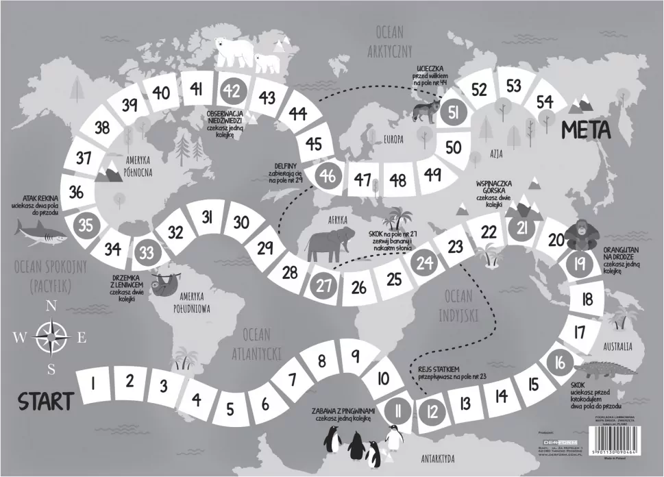 Podkładka laminowana Mapa Świata: Zwierzęta - tantis.pl