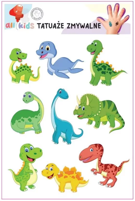 Tatuaże zmywalne. Dinozaury - tantis.pl