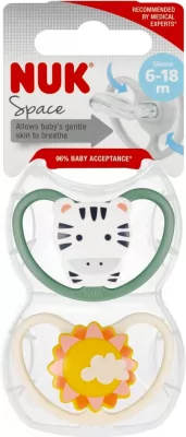 NUK. Space. Smoczki 2 sztuki. 6-18 miesięcy
