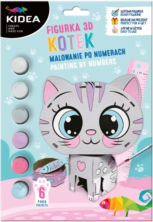 Figurka 3D Kotek. Malowanie po numerach - tantis.pl
