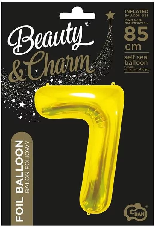 Balon foliowy złoty 85cm. Cyfra 7 - tantis.pl