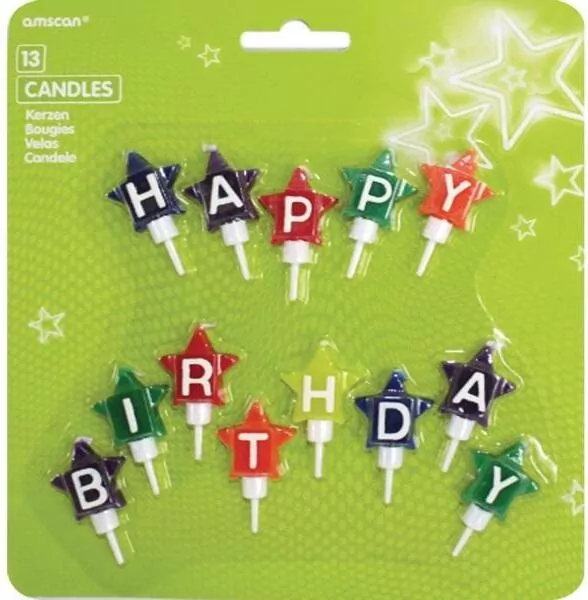 Zestaw świeczek happy birthday kolorowe - tantis.pl