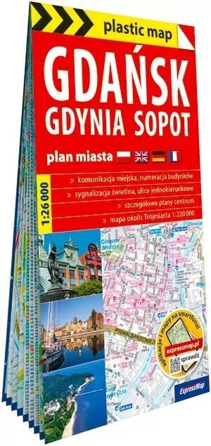 Plastic map Gdańsk, Gdynia, Sopot 1:26 000 - tantis.pl