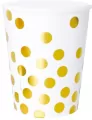 Kubeczki pap. białe Groszki złote 250ml - tantis.pl