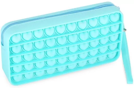 Piórnik silikonowy bąbelki turkusowy EASY