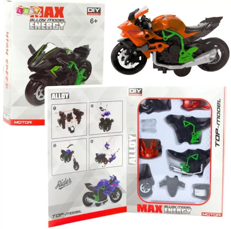 Motocykl do skręcania metalowy 1:14 - tantis.pl