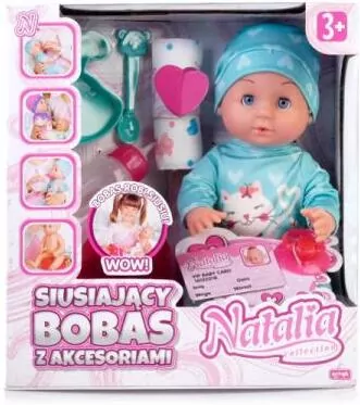 Lalka Natalia siusiający bobas z akcesoriami 30cm - tantis.pl