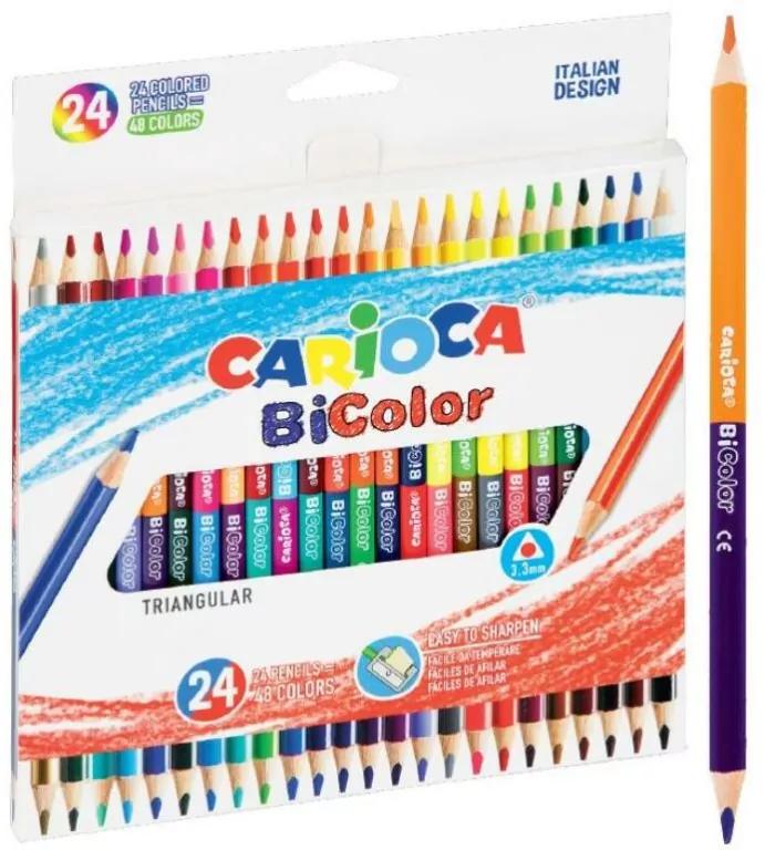 Kredki ołówkowe trójkątne BiColor 24/48 CARIOCA - tantis.pl