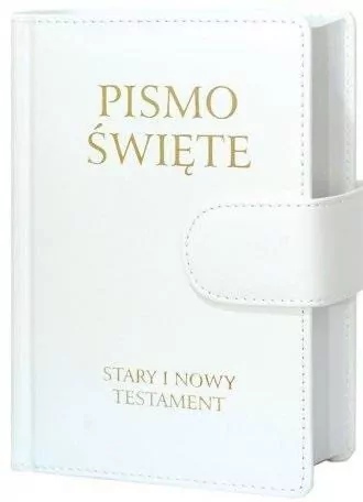 Pismo Święte Stary i Nowy Testament. Małe, białe, z zapięciem - tantis.pl