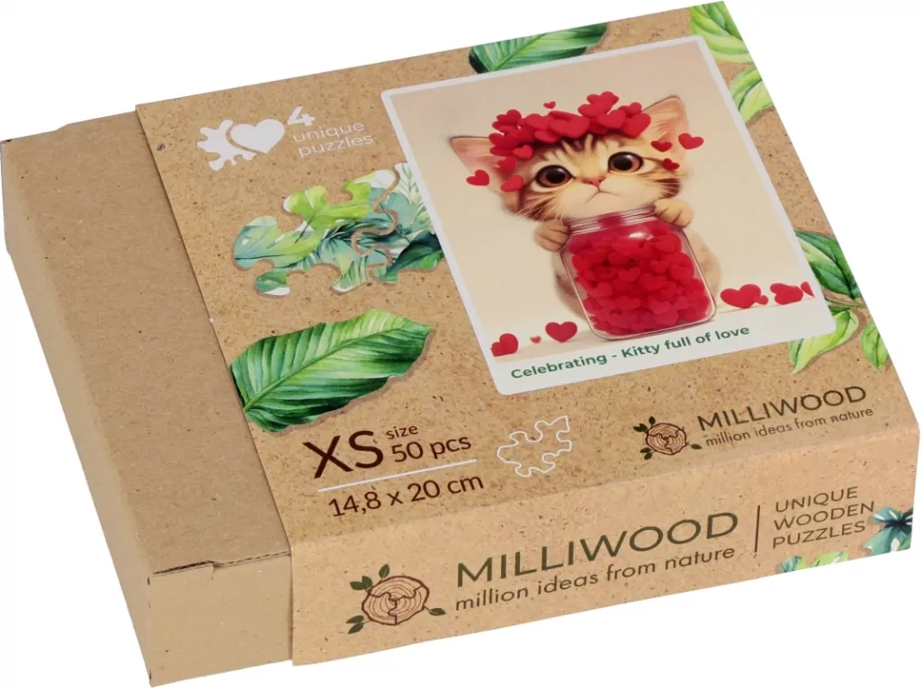 Puzzle drewniane 50 Kotek pełen miłości - tantis.pl