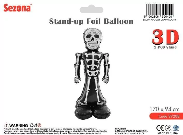 Balon Halloween Szkielet 170x94cm - tantis.pl