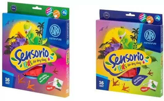 Lekka masa plastyczna Dinozaury Sensorio Kids 16 kolorów - tantis.pl