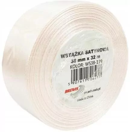 Wstążka satynowa szampańska 38mm x 32m - tantis.pl