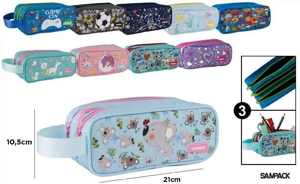 Piórnik trzykomorowy z uchwytem MIX - tantis.pl