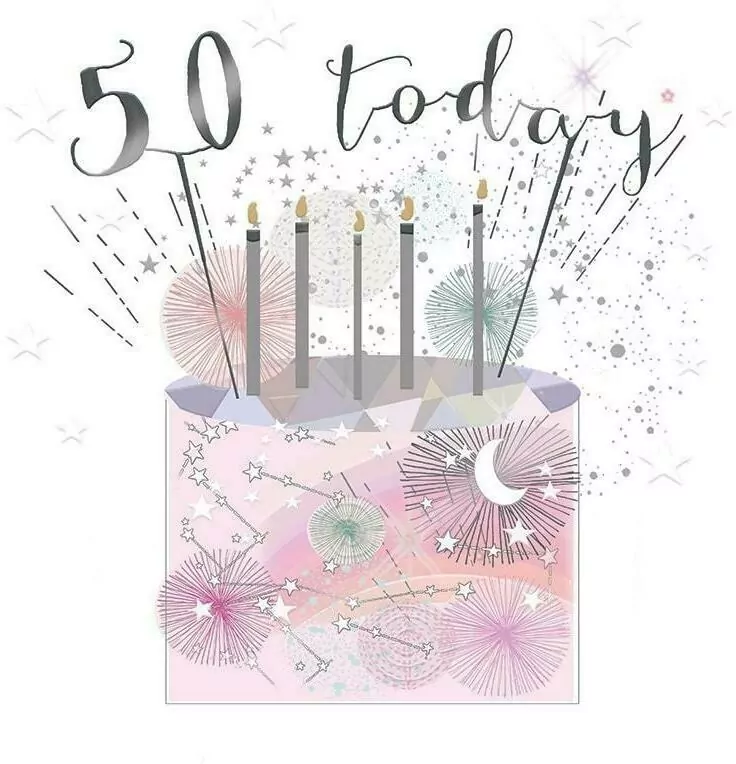 Karnet kwadrat mały z kopertą. Urodziny 50. Świeczki - tantis.pl