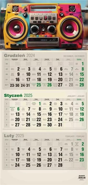 Kalendarz 2025 trójdzielny płaski eko MIX - tantis.pl