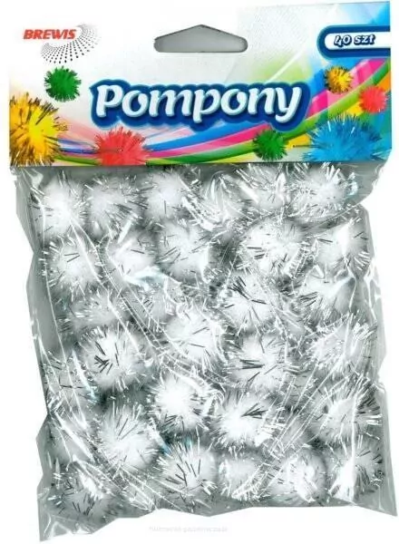 Pompony metaliczne, srebrne 2cm - tantis.pl