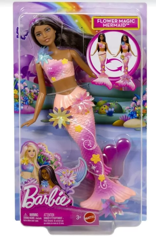 Barbie Syrenka Rozkwitające kwiaty Lalka brunetka - tantis.pl
