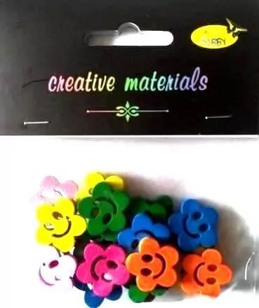Guziki drewniane kolorowe kwiatki 20mm 6g - tantis.pl