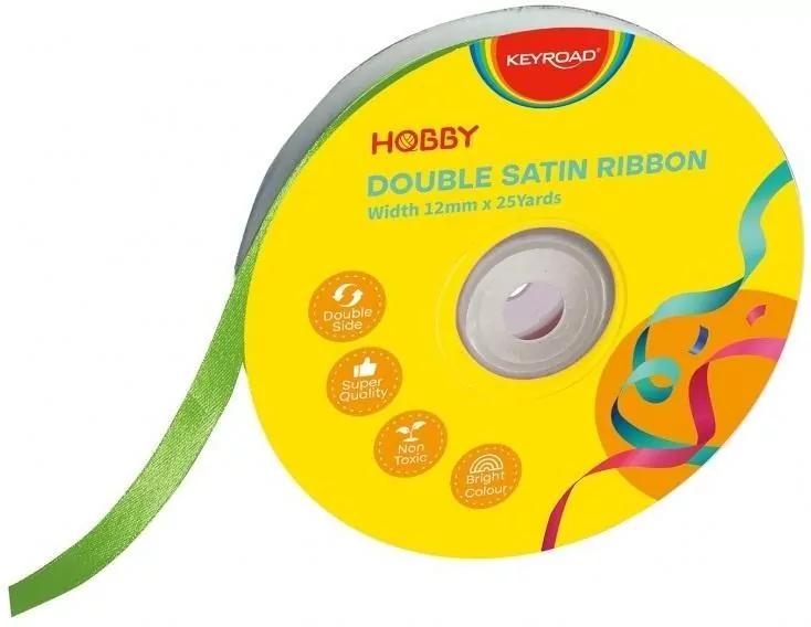 Wstążka podwójna satynowa zielona 12mmx22,86m - tantis.pl