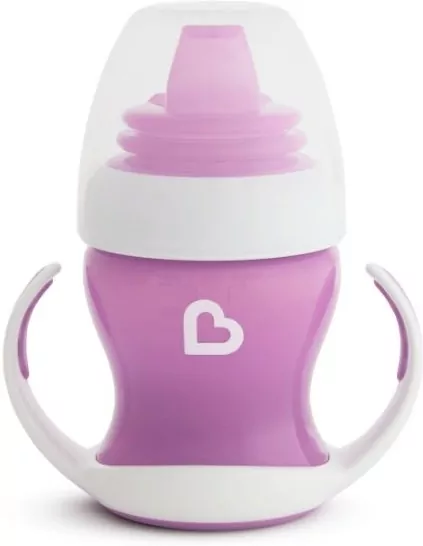 Kubek z miękkim ustnikiem i uchwytami Munchkin 118ml fioletowy - tantis.pl