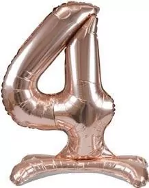 Balon foliowy stojący 90cm. Różowe złoto. Cyfra 4 - tantis.pl