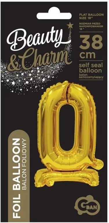 Balon foliowy B&C Cyfra stojaca "0" złota 38cm - tantis.pl