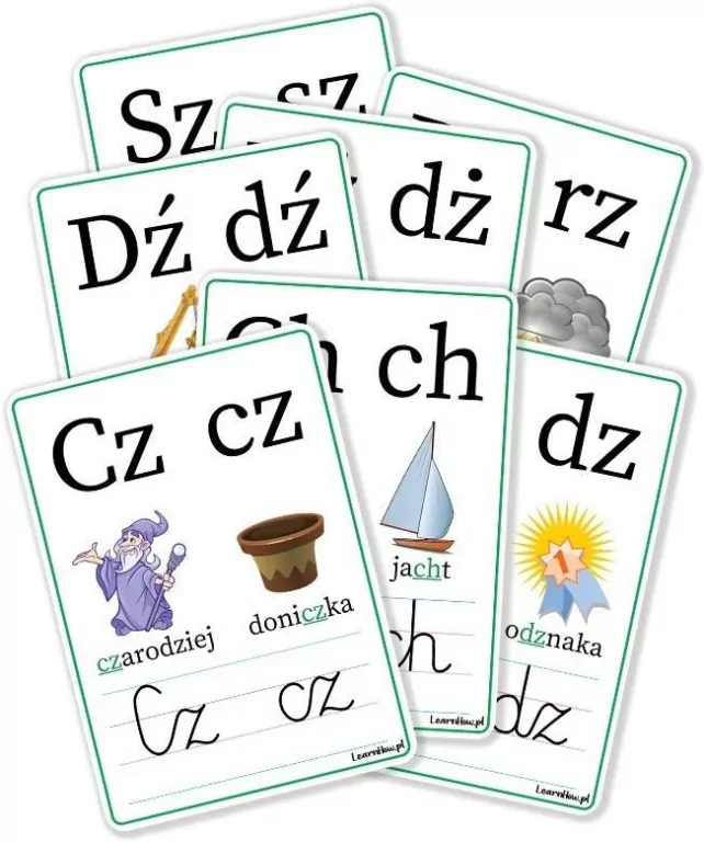 Plansze edukacyjne A5 - Dwuznaki 7 kart - tantis.pl