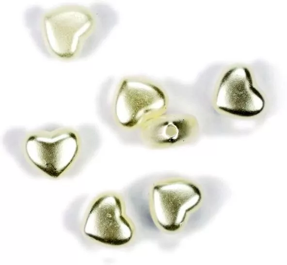 Koraliki plastikowe perełki serca białe 9x8mm 20g - tantis.pl